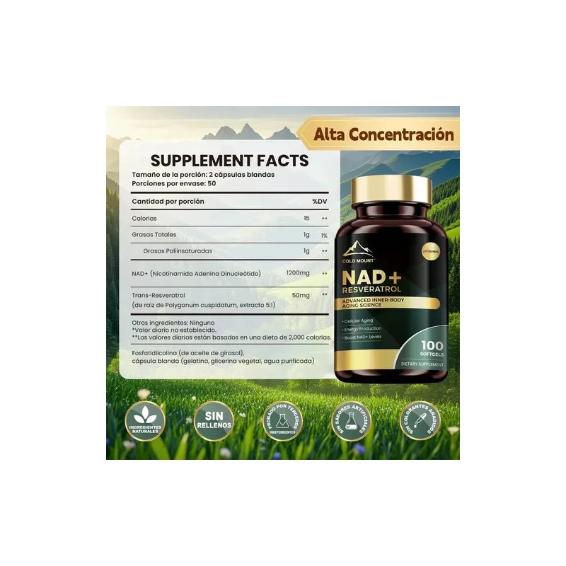 3pcs Nad+ Resveratrol, Apoyo Con Fórmula Liposoma 100 Cáps