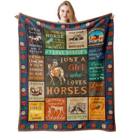 Horse Gifts for Girls Women, Horse Blanket for Girls, Best Gifts for Horse Lover, Horses Gift Ideas, Just A Girl Who Loves Horses, Girls Horse Gifts, Horse Lovers Birthday Gifts Blanket 150x130CM