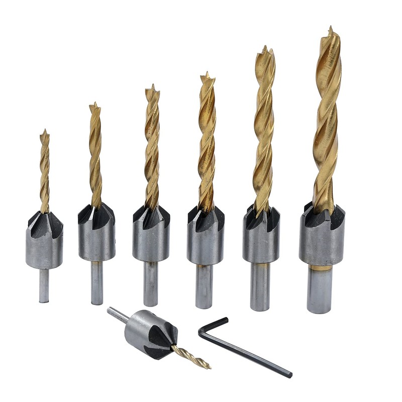 TOPWAY Countersink Drill Bit Set 8 Pieces, 3-10 mm Countersink