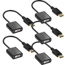 DisplayPort to DVI Adapter 5Pack, DP to DVI-D Converter Display Port Male Computer to DVI Female Screen Compatible for Desktop, Laptop, PC, Monitor, Projector, Lenovo, Dell, HP