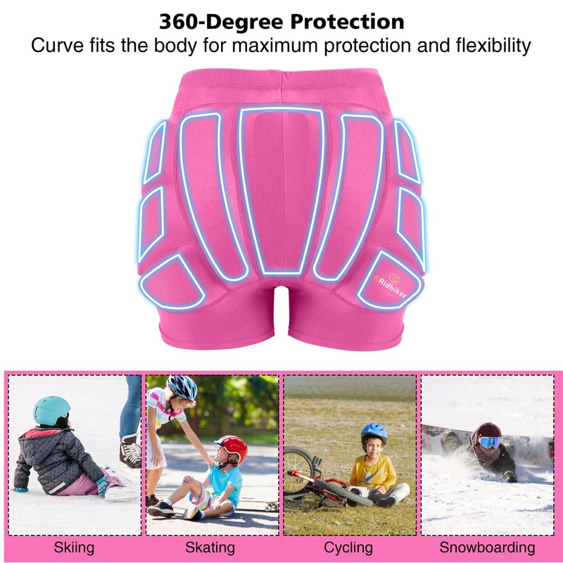 RIDBIKER Kids Butt Pad Shorts, Youth Child Hip Protection Pads,