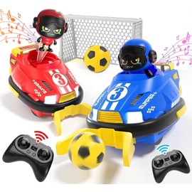 OBEST 2 Pack Remote Control Bumper Cars Toys for Kids, Speed Bumper Cars Games, RC Battle Bumpers, Cartoon Cars with Music & Light, Christmas Birthday Gifts