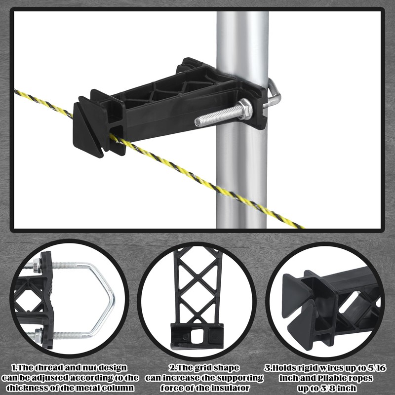 Tondiamo 48 Pcs Tube Post Insulator, Electric Fence Insulator T