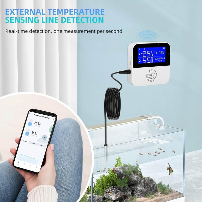 Rensimote 1 Set White ABS Smart WiFi Temperature Humidity Sensor