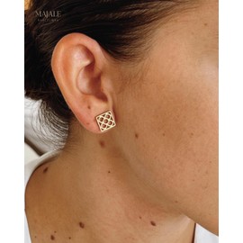MAJALE - Filigree Barcelona Panot Filigree Stud Earrings - Remembrance of Catalan Modernism - Snap Closure - Available in Gold and Silver, Stainless Steel, No Gemstone