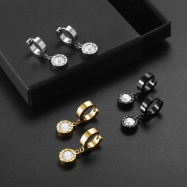 Cupimatch Earrings Necklace Set Men Women Stud Earrings Cross Pendant Dangle Hoop Earrings Ear Piercing Butterfly Feather Tree of Life Pendant Earrings Small Hoop Earring for Men Women, Stainless