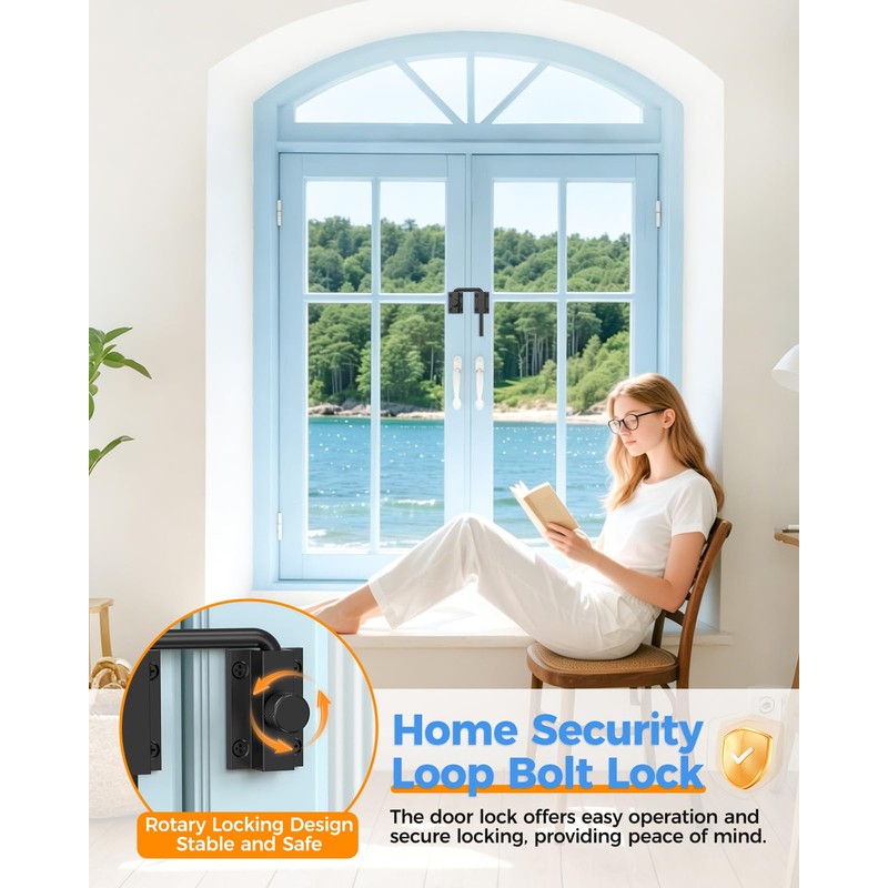 Sliding Door Loop Lock with Rotary Locking, Heavy Duty Aluminum