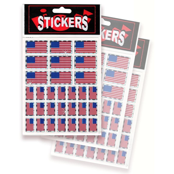 AoneFun 12 Sheets - 360 Pieces - USA Flag Stickers - American Flag Stickers - USA Flag Decals - USA Flag Seals - Shiny Prism Stickers - Patriotic Stickers - Bulk Value Pack