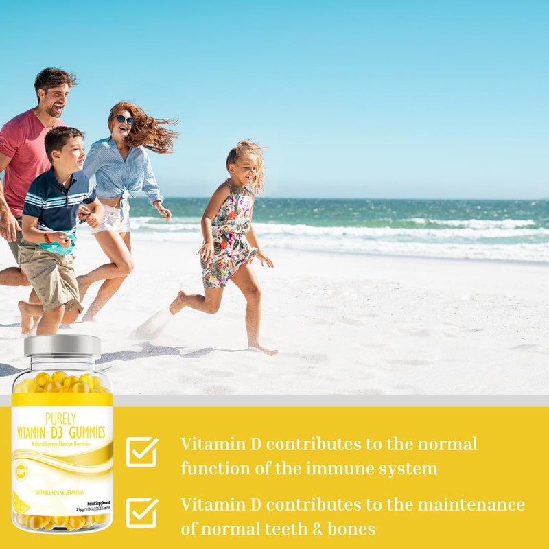 Vitamin D Gummies Adults 1000iu | Lemon Flavour | Suitable