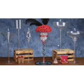rackcrafts.com Jumbo XLarge Long Neck Plastic Toasting Cups Glasses Martini Wine Margarita Champagne Cylinder Flower Vase Center Piece Wedding Special Events (Model #2)