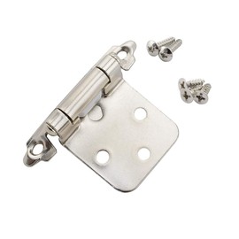 SDTC Tech 4-Pack Overlay Cabinet Door Hinges Nickel Plated Self-Closing Flush Cabinet Hinges with Mounting Screws - Face Mount