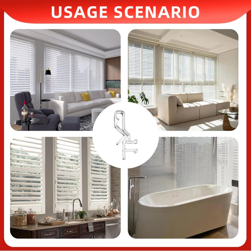 10PCS Clear Plastic Valance Clips for Horizontal Mini Wood Blinds
