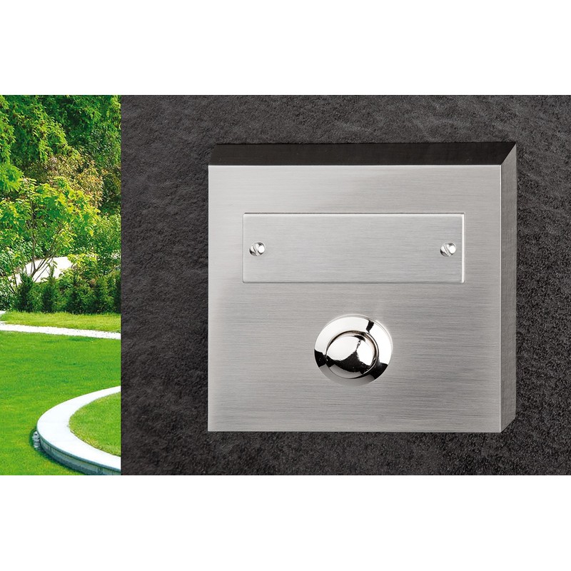 Huber Bell Plate Single Surface-Mounted Rectangular Real Metal with Stainless