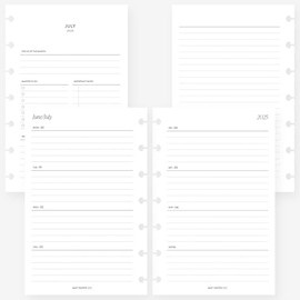 MAY PAPER CO. 2025/2026 Mini Happy Planner Week on Two Pages Weekly Planner Insert Agenda Refill for 7-Discs Mini HP Notebook 4.6 x 7 (Horizontal Lined)