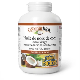 Natural Factors CoconutRich, Extra Virgin Coconut Oil, 1000 mg, 120 softgels, Rich Source of Medium-Chain-Triglycerides (MCTs), Nourishing Fatty Acids and Antioxidants, Cold-Pressed