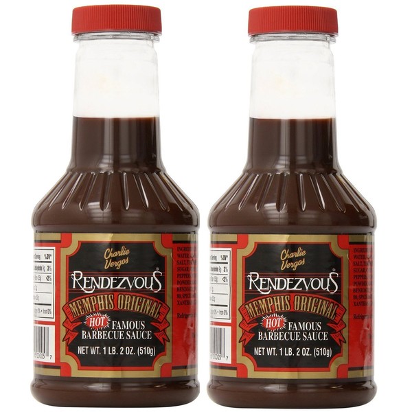 Charlie Vergos Rendezvous Hot Famous Memphis Barbecue Sauce HOT - Pack of 2