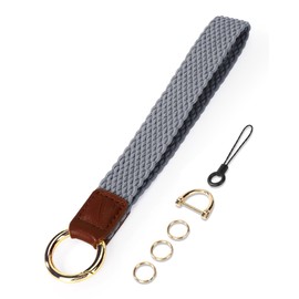 WEESMILE Key Chain, Stretchy Keychain Wristlet, Cute Wrist Lanyard Strap for Car Keys with D Ring for Women Men (Fish - BlueGrey)