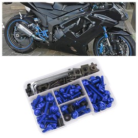 177PCS Motorcycle Fairing Bolt Kit,M5 M6 Aluminum Screws Bolts Fasteners of Fairings for Motorcycle Accessories,Universal Motorcycle Windshield Bolts,Professional Auto Parts (Blue)