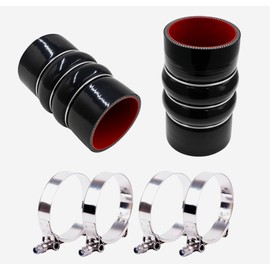 ID 3" Silicone CAC Charge Air Intercooler Hump Heavy Duty Hose Boot Set 3" x 6" with stainless steel T-Bolt Clamps,Cooler Intake Kit Turbo Coupler 2 PCS Black