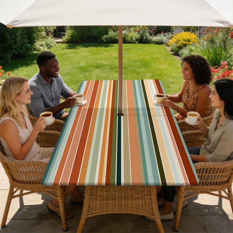 Outdoor Tablecloth with Umbrella Hole and Zipper 72" x 30"