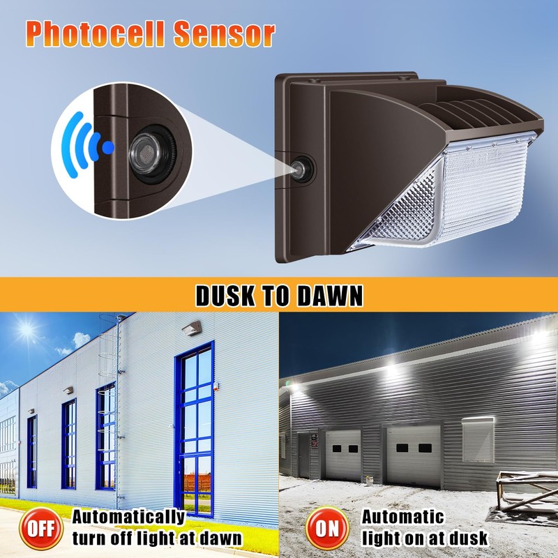 Juyace 150W LED Wall Pack Light with Dusk to Dawn