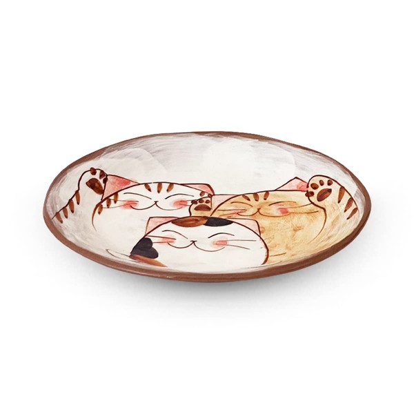 J-kitchens Oval Serving Plate, 3 Kittens, Hasamiyaki, Kobo Sho, Made