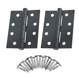 Door Hinges 4" 102mm Ball Bearing 1 Pair Pack [2 Hinges & Screws] Black