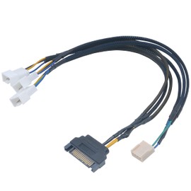 Akasa FLEXA FP3S | 1 to 3 Ways | 4-pin PWM Fan Splitter Cable | Supports 3 PWM Fans from a Single Motherboard PWM Header | With 15-pin SATA PSU Connector | Black Braided Cable | 30cm | AK-CBFA06-30