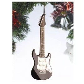 Broadway Gifts Electric Guitar Black Christmas Ornament Realistic Miniature Musical Decoration