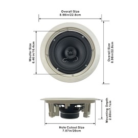 Acoustic Audio by Goldwood Acoustic Audio HTI-6C in Ceiling 6.5" Speaker Pair 2 Way Home Theater Speakers, White