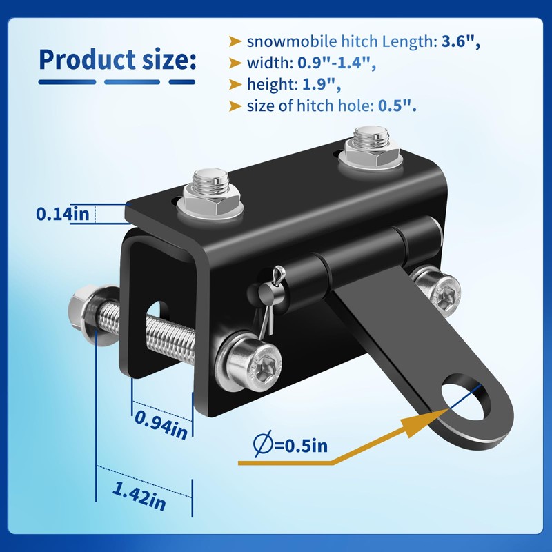Snowmobile Bumper Hitch, Snowmobile Sled Trailer Tow Hitching Kit Compatible