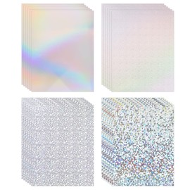 24 Sheets Holographic Card Stock 11" x 8.5", 250gsm/92lb Metallic Shiny Iridescent Mirror Paper Thick Card Stock Paper for Card Making, Scrapbook, Crafts, Poster, Party Decoration(4 style)