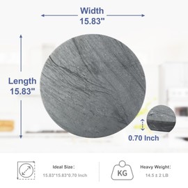 Koville Dark Grey Marble Pastry Cutting Board, 16" Large Marble Cheese Serving Board for Kitchen Countertop, Stone Tray for Baking, Charcuterie, Trivet, Dough Pastry and Stone Cutting Boards