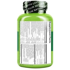 NATURELO Teen Multivitamin - Whole Food Multivitamin for Teenage Boys - Minerals Supplement for Active Kids - with Plant Extracts - Non-GMO - Vegan & Vegetarian - 60 Capsules
