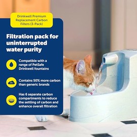 PetSafe Drinkwell - Filtros de carbón de repuesto, filtros de fuente de agua para perros y gatos, Blanco, Paquete de 3                                