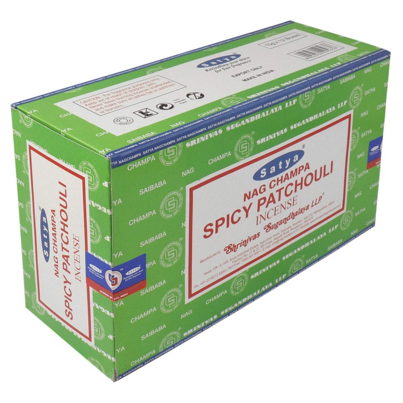 Satya Spicy Patchouli Incense Sticks 12 Packs of 15 g