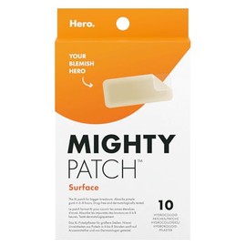 Hero Cosmetics Mighty Patch Surface Pimple Patches XL Hydrocolloid Patches Acne Treatment Day & Night 10 Large Patches for Face & Body