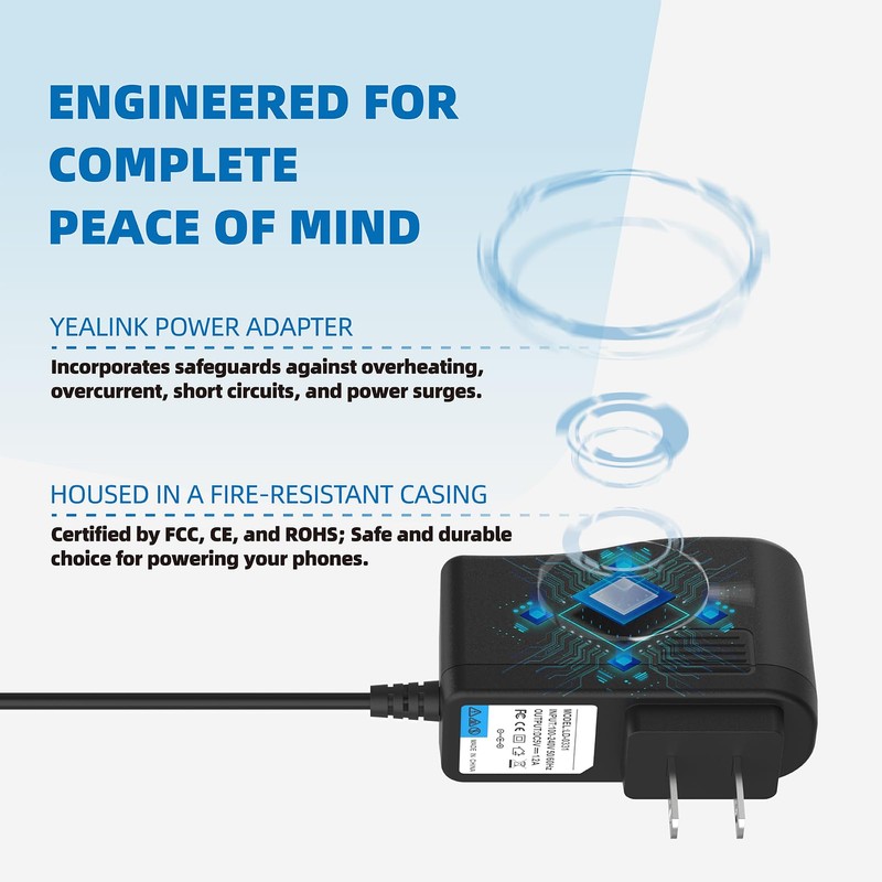 5V 1.2A Power Adapter for Yealink T53W T43U, VoIP Phone