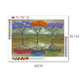 SusggO Diamond Painting Kit 40x30cm Complete Kit Accessories DiY 5D Cross Stitch Embroidery Craft Home Decor (Trees)