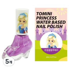 Tumini Princess Water-Based Nail Polish, Twinkle Blueberry, 5 Pieces / 투미니 프린세스 수성 매니큐어, 트윙클블루베리, 5개