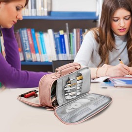 Yommie XXL pencil case, vintage case, large, made of canvas, 2 compartments, pencil case, girl’s and boy’s pencil case, teenager’s vintage pencil case, organiser for school, work, university