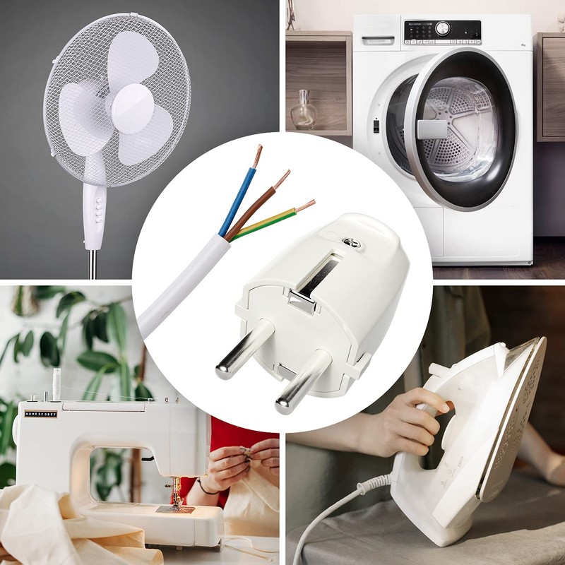 greate Schuko Plug White with Strain Relief - PVC Protective