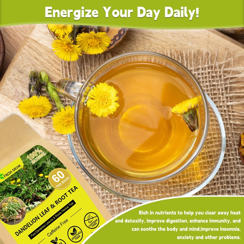Dandelion Leaf & Root Tea bags, 100% Pure dandelion root