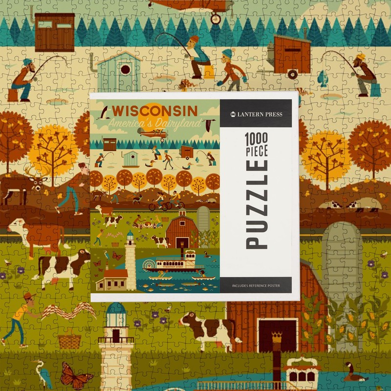 Lantern Press 1000 Piece Jigsaw Puzzle, Wisconsin, Geometric