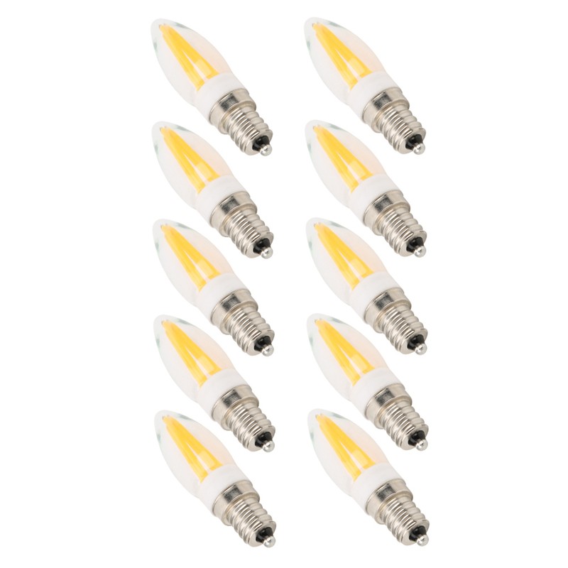 10Pcs E12 Long Filament Light Bulbs 3W AC110V Chandelier Ceiling
