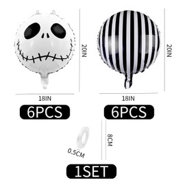 UBSIUH 6 Pieces Of Skull Balloons And 6 Pieces Of Striped Balloons, Party Scene Arrangement, Party Decorations, Creative Funny Balloons.