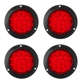Hifybaty 4 Pcs Red Led Round Trailer Tail Lights - 4" led trailer stop brake turn tail lights 16 LED Waterproof led trailer lights for Trailer Boat Truck RV
