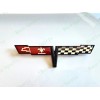 AUTO 2PC Black FRONT NOSE Rear Gas Lid Crossed Flag