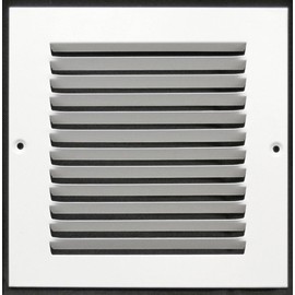 HVAC Premium 6'' x 6'' [Duct Opening] Flat Stamped Steel Return Air Grille - Sidewall and Ceiling - HVAC Vent Duct Cover - White [Outer Dimensions: 7.75''w X 7.75''h]