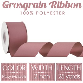 MEEDEE Rosy Mauve Grosgrain Ribbon 2 Inch Grosgrain Hair Ribbon 25 Yards Per Roll Pink Wedding Ribbon for Hair Bow Supplies Boutique Grosgrain Ribbons for Crafts, Sewing, Scrapbooking